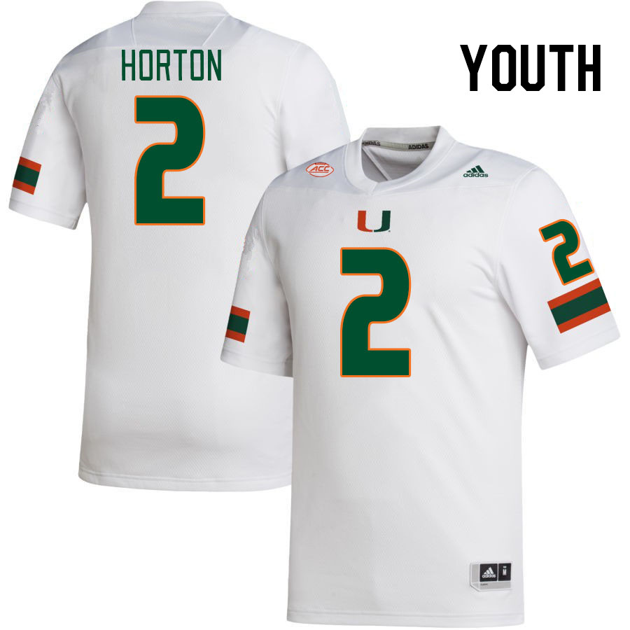 Youth #2 Isaiah Horton Miami Hurricanes College Football Jerseys Stitched-White